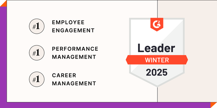 G2 name Culture Amp #1 in Performance Management, Employee Engagement and Career Management