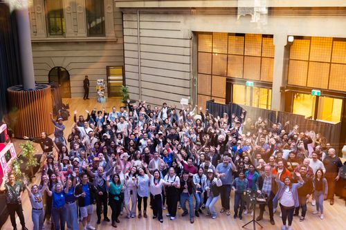 Flybuy team celebrating the company's 30th birthday