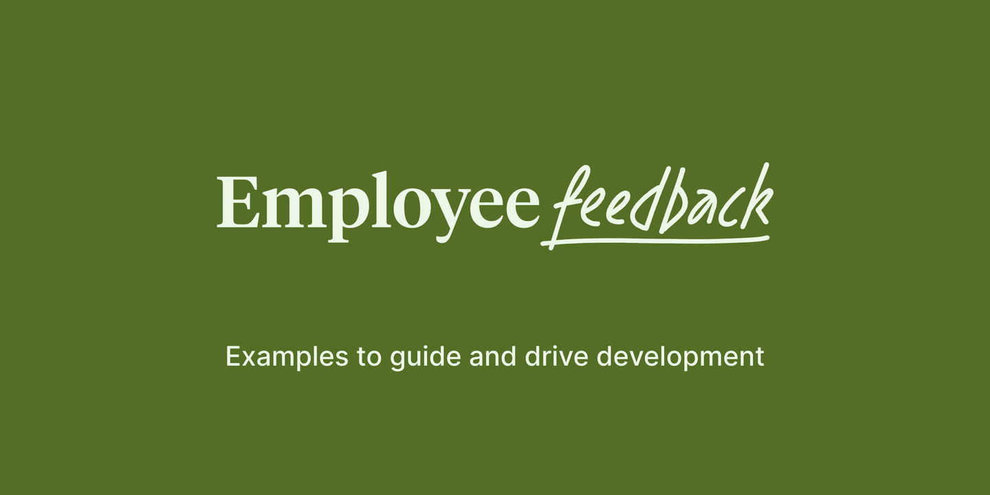 Text header reading "Employee feedback: Examples go guide and drive development"