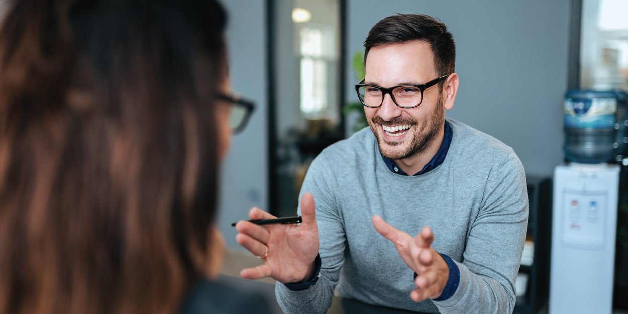 Two people talking to each other