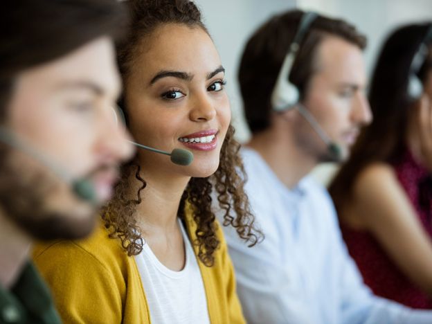 Customer service executive working at office