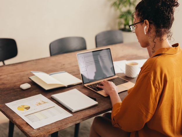 Business woman working remotely from home