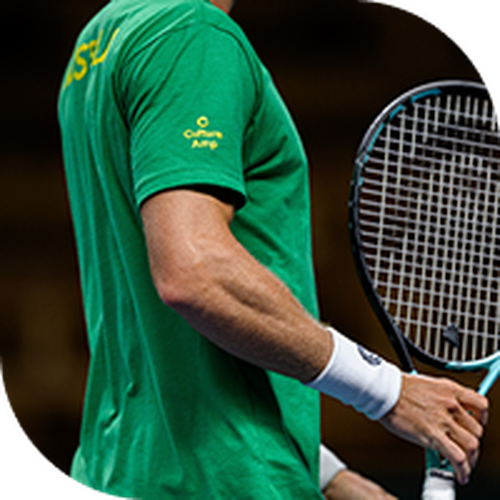 Tennis Australia player holding a tennis racket 