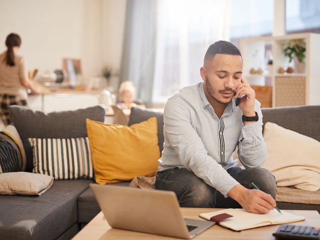 Modern father working from home
