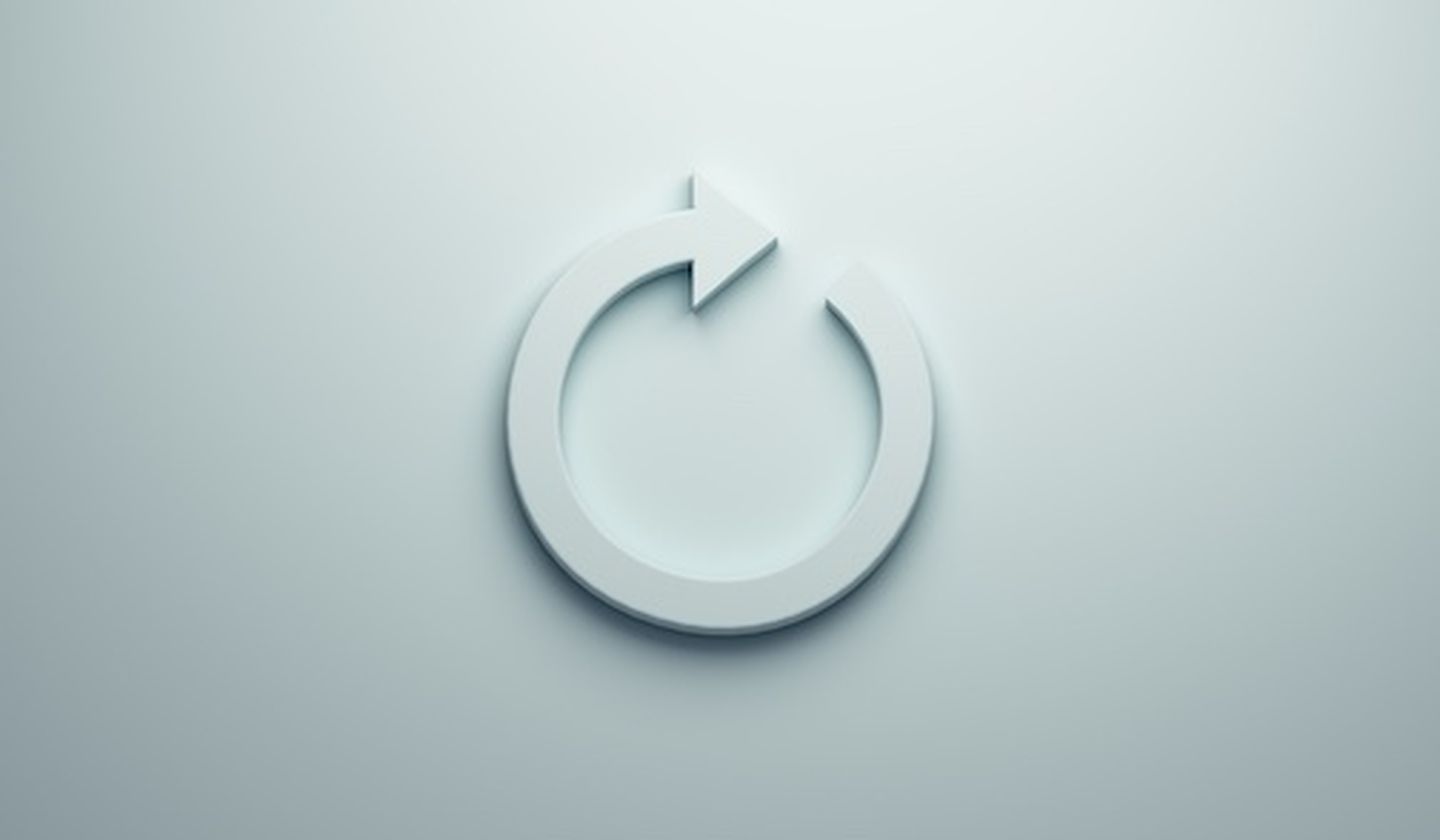 Circular redo arrow 3d blue render illustration