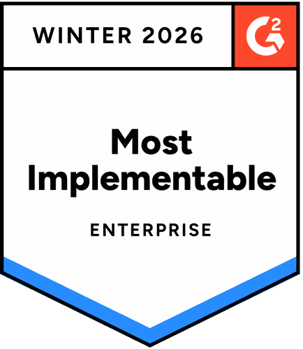 Enterprise Most Implementable - Winter 2026 - G2 Badge