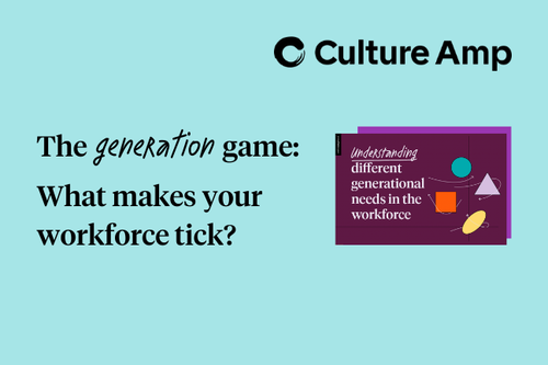 Text "The generation game: what makes your workforce tick?" next to the cover of the resource which says "Understanding different generational needs in the workforce"