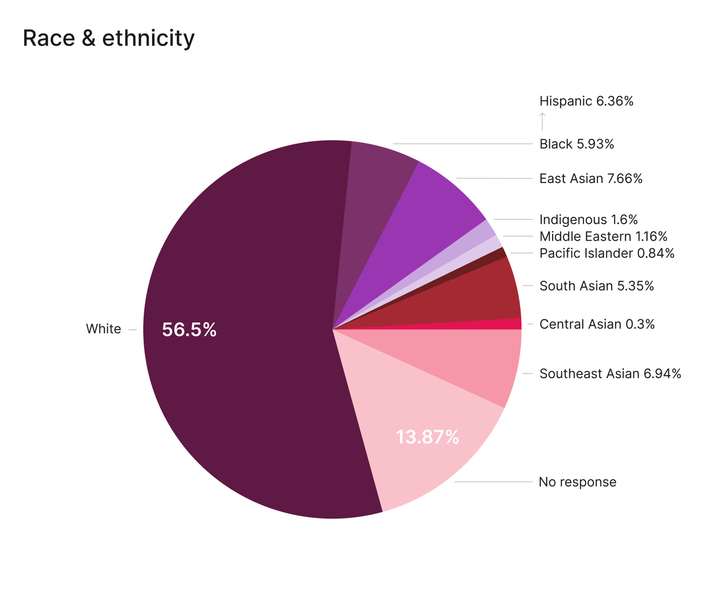 Race and ethnicity breakdown at Culture Amp (2021)