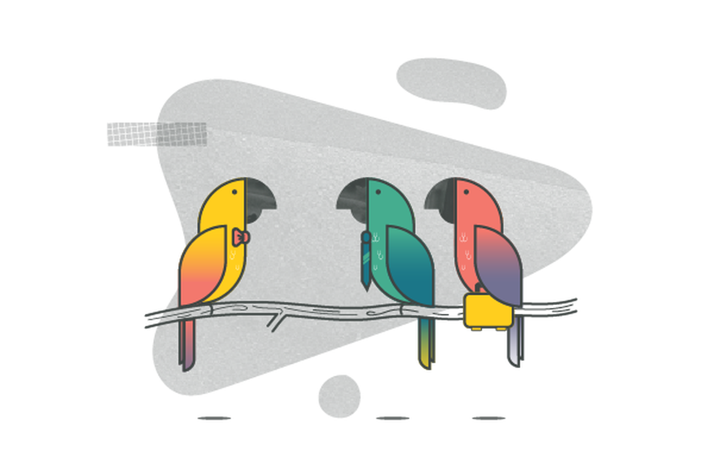 Illustration of 3 parrots