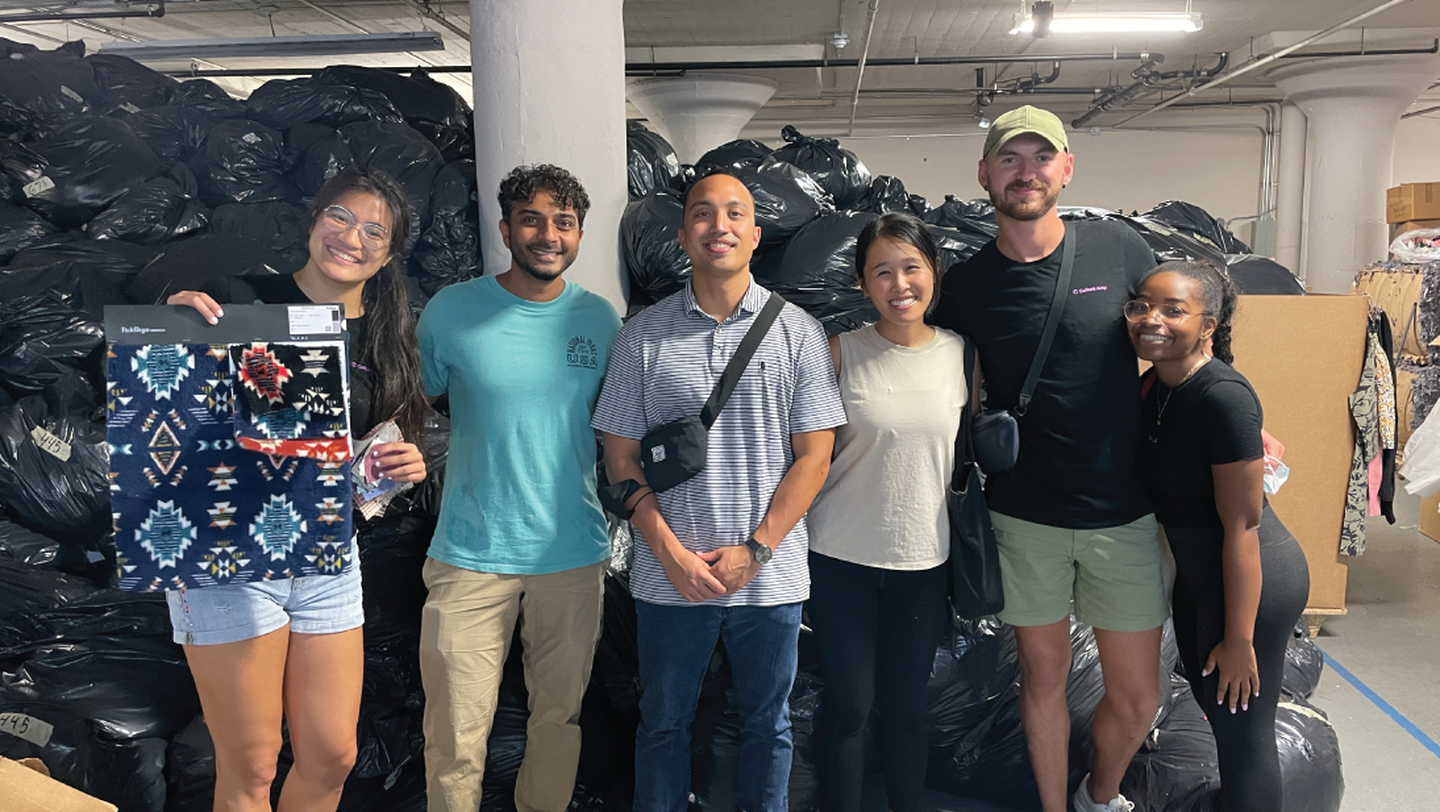 A group of Campers volunteering at FABSCRAP, a Brooklyn-based nonprofit