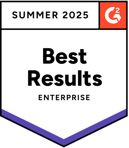 Enterprise best results - Summer 2025 - G2 badge