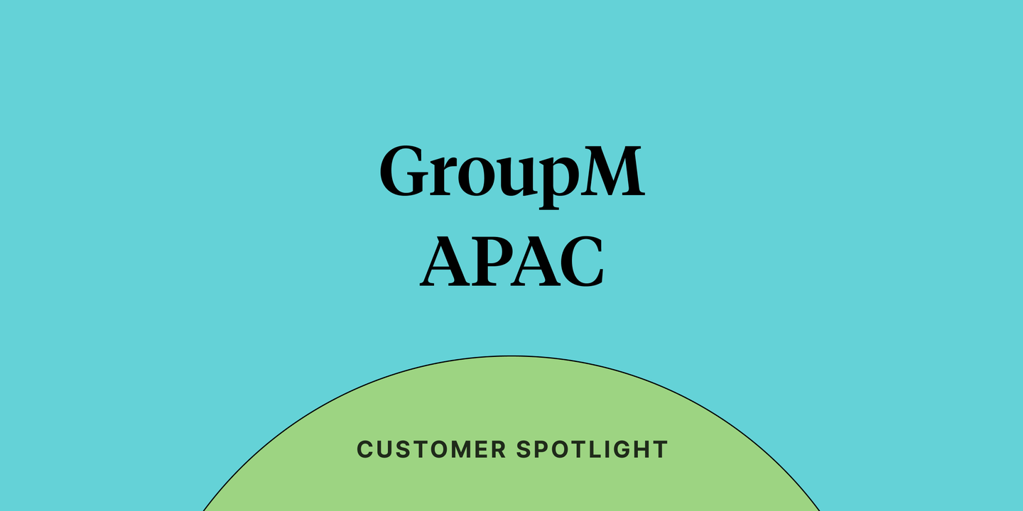 Text reading "GroupM APAC" on a bright teal background.