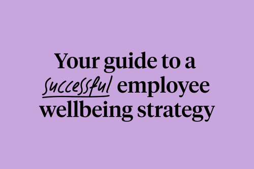 black text on purple background for employee wellbeing guide