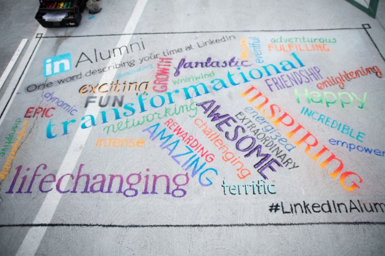 LinkedIn's employee alumni network wordcloud