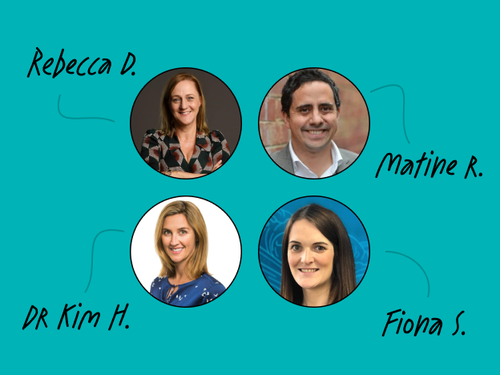 Speakers Rebecca D, Matine R, Dr Kim H and Fiona S