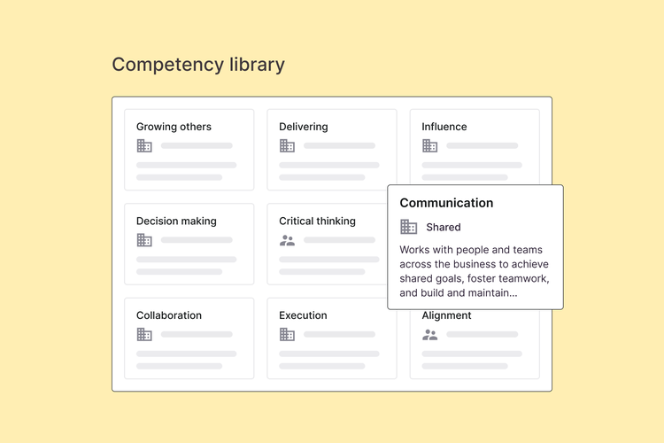 Illustration of Culture Amp platform showing several different competencies to choose from