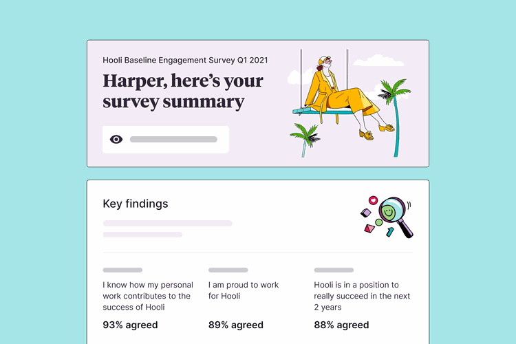 Culture Amp product screen of a survey summary for Engagement