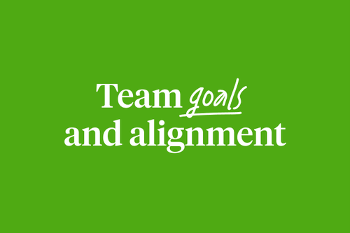 team goals and alignment white text on green background