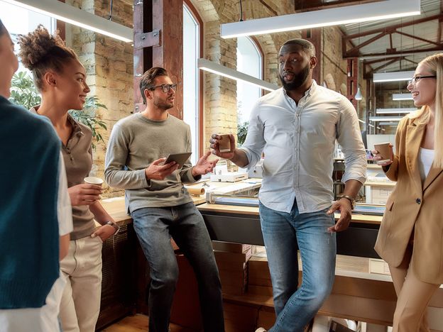 Great work makes a great office creative multi ethnic business group at lunch break
