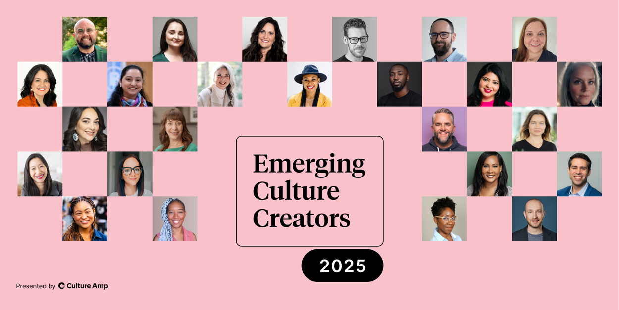 A collage of headshots of all 25 recipients around the title "Emerging Culture Creators 2025"