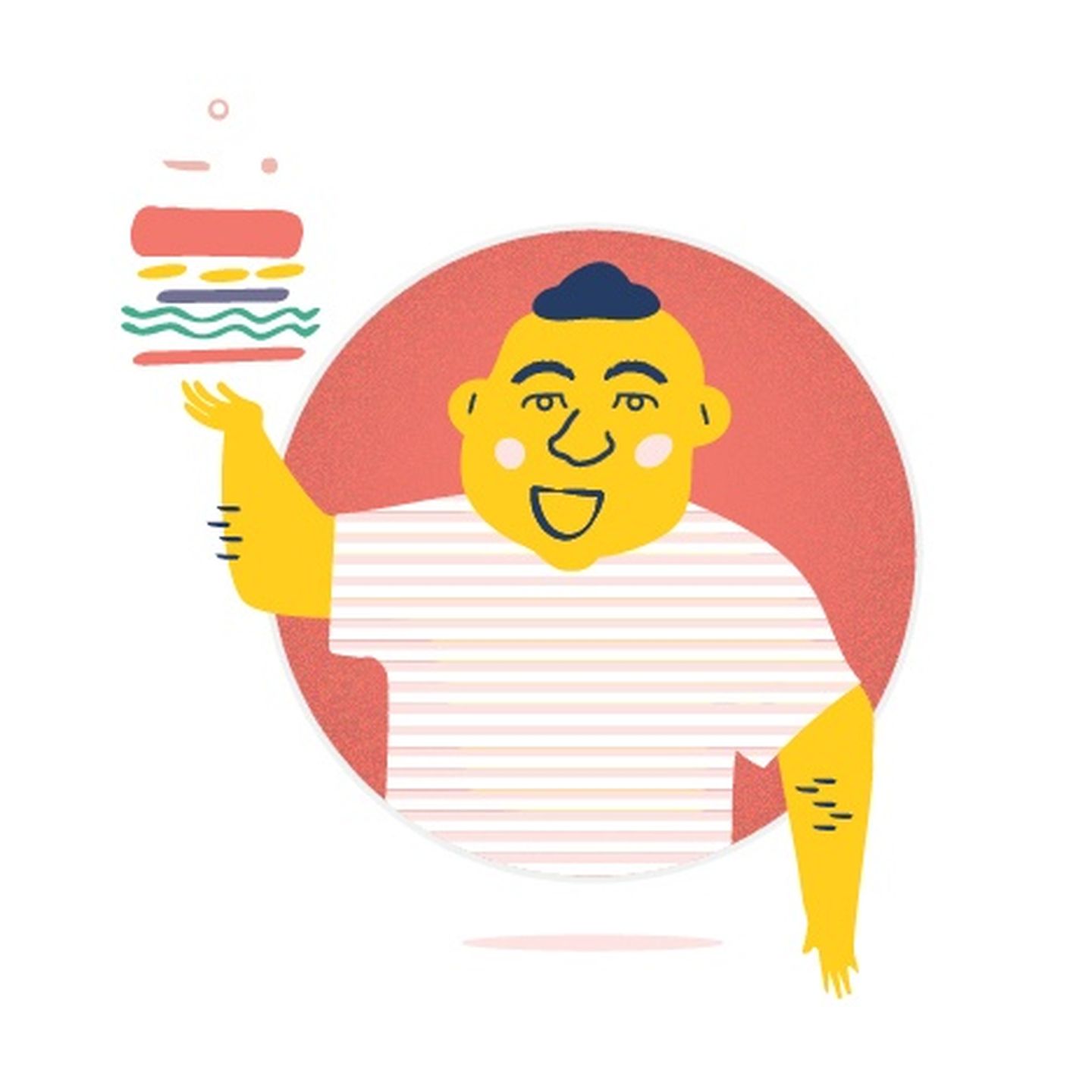 Illustration of someone holding up a feedback sandwich
