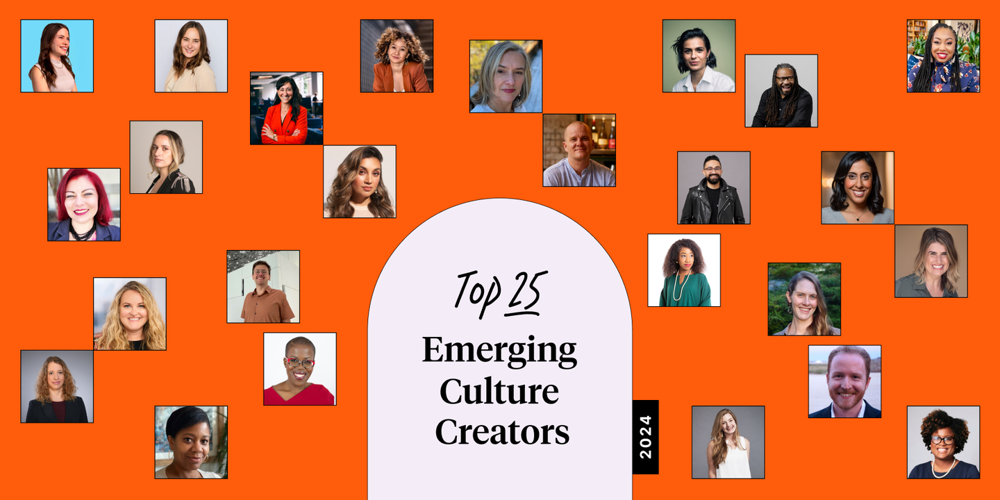 Image that contains the portrait images of the top 25 emerging culture creators.