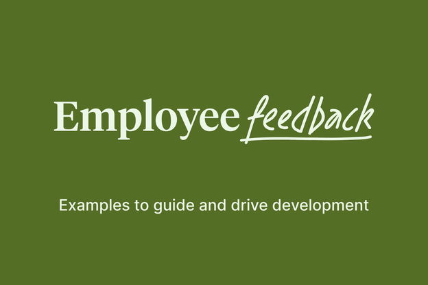 Text header reading "Employee feedback: Examples go guide and drive development"