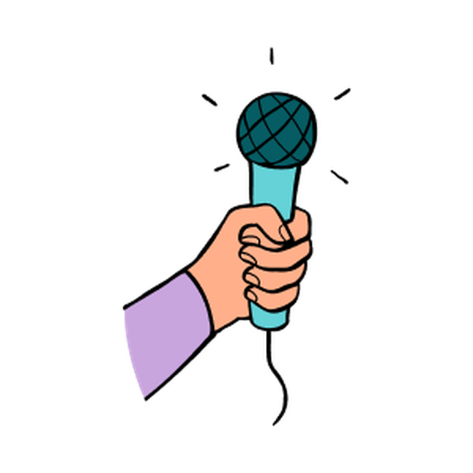 Illustration of a hand holding a microphone