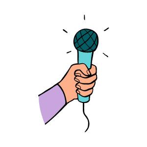 illustration of a hand holding a microphone