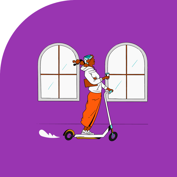 illustration of woman riding a bike