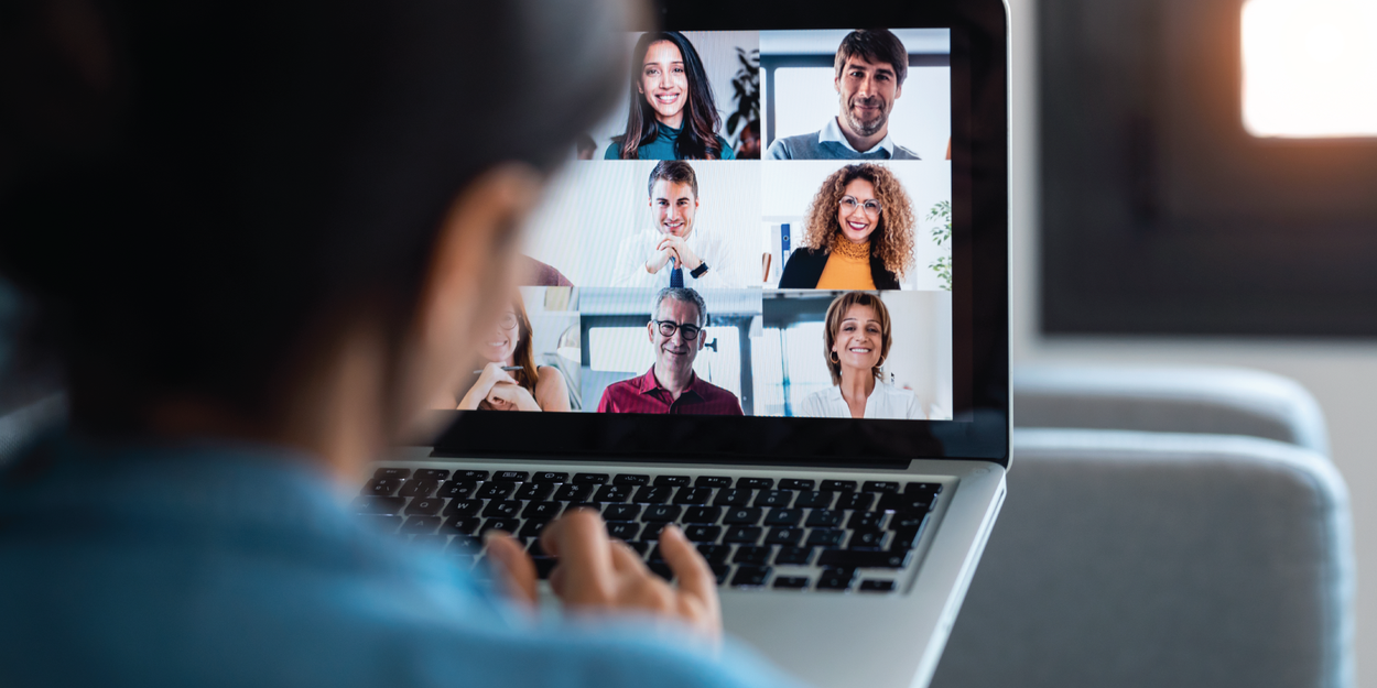 Person on a video call with team members