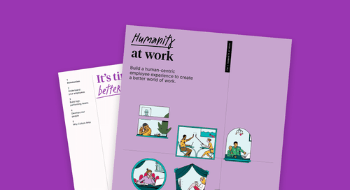 light purple Humanity at Work eBook cover on dark purple background