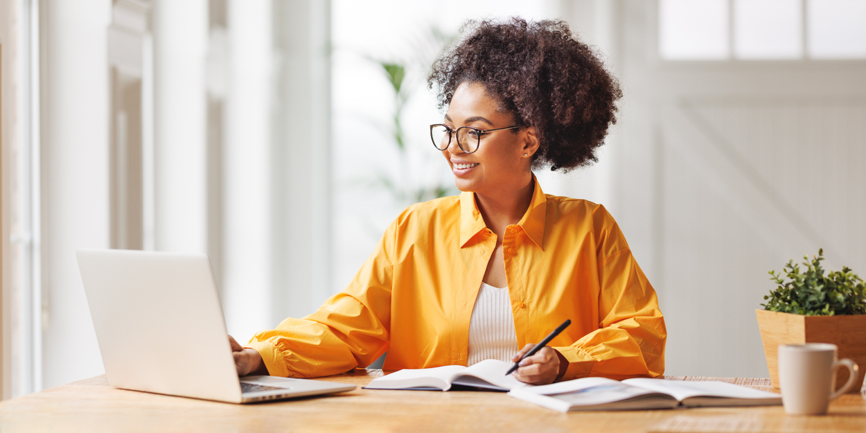 Woman working at home