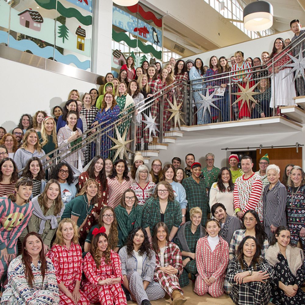 Hanna Andersson employees in a holiday group photo
