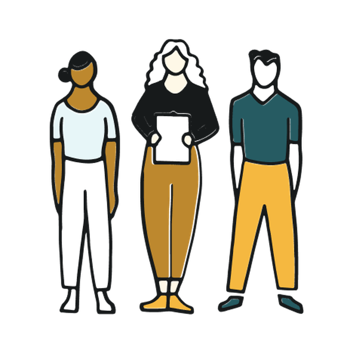 Illustration of three standing individuals