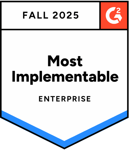 Enterprise most implementable - Fall 2025 - G2 badge