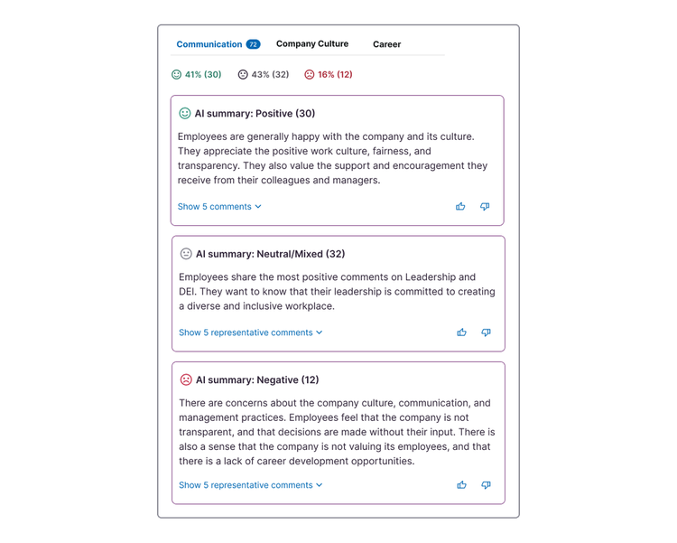 Screenshot of sentiment analysis ffeature